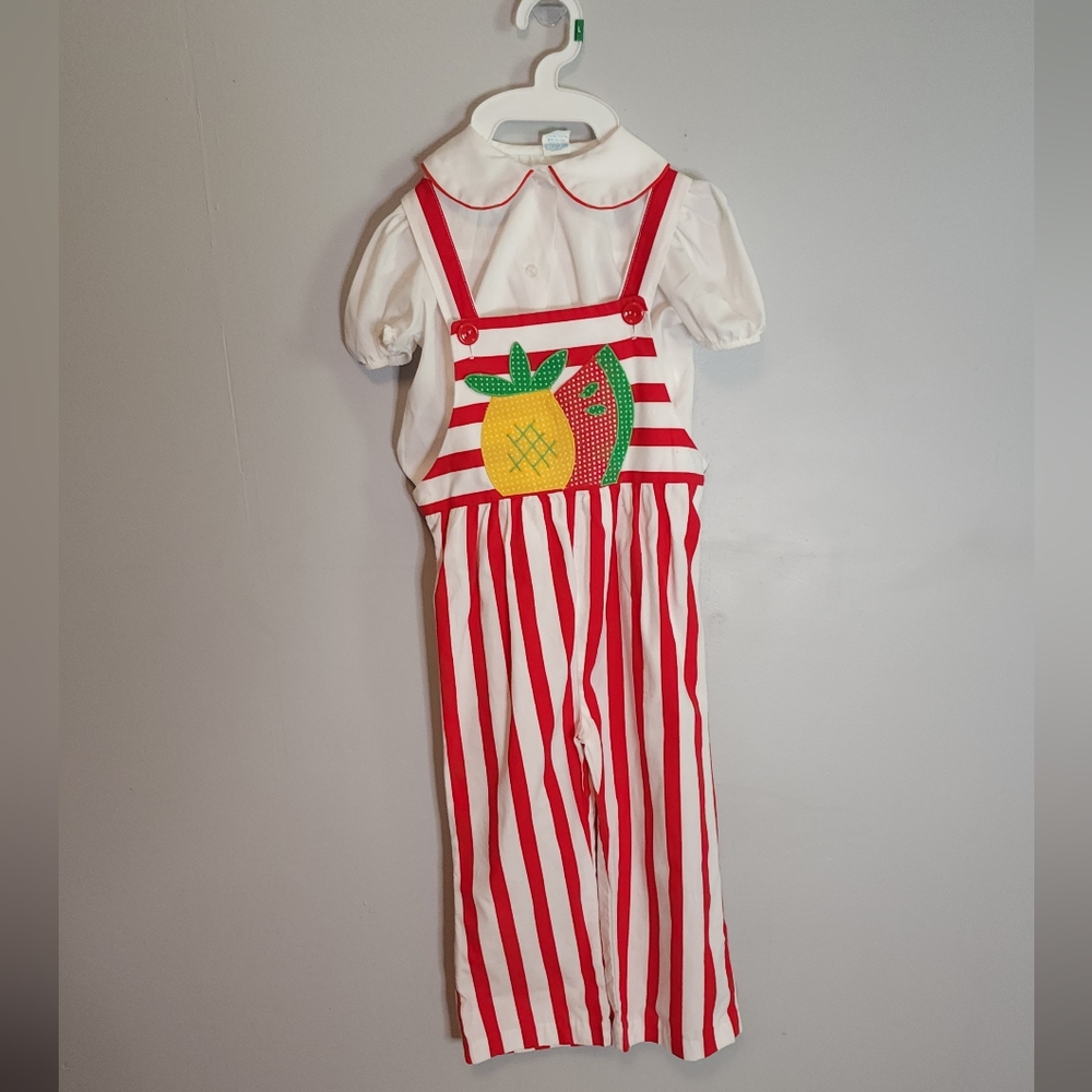 Thomas striped red white jumpsuit button down shirt 4